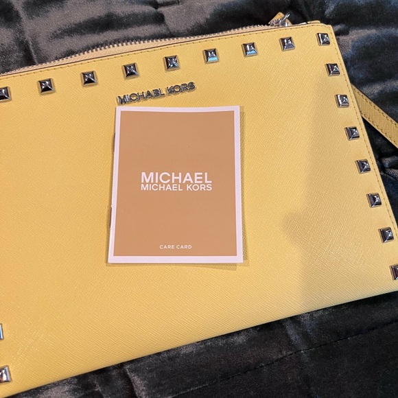 Michael Kors Yellow Studded Wristlet - Picture 4 of 6